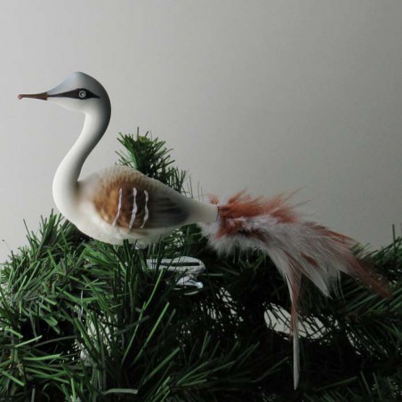 Glasvogel, kleiner Halsvogel, mit Naturfedern