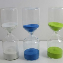 Glassanduhr 30 Min. 14 cm Glassanduhr Weiss, Zylinderform