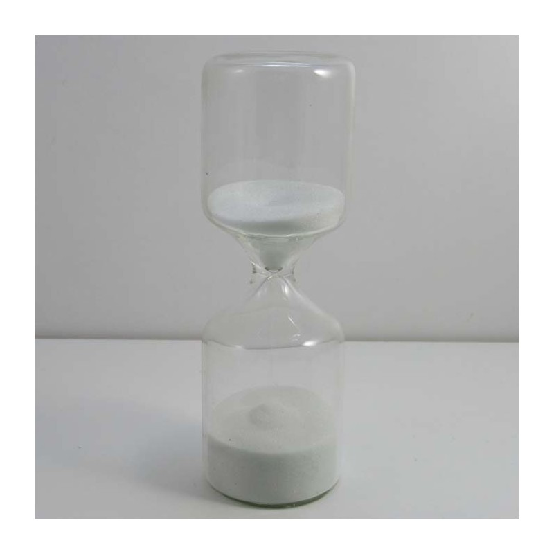 Glassanduhr 30 Min. 14 cm Glassanduhr Weiss, Zylinderform