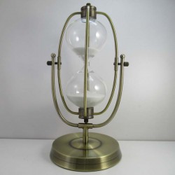 Sanduhren 60 Min. 33cm Weiss, Sanduhr  im Metall Gestell zum drehen