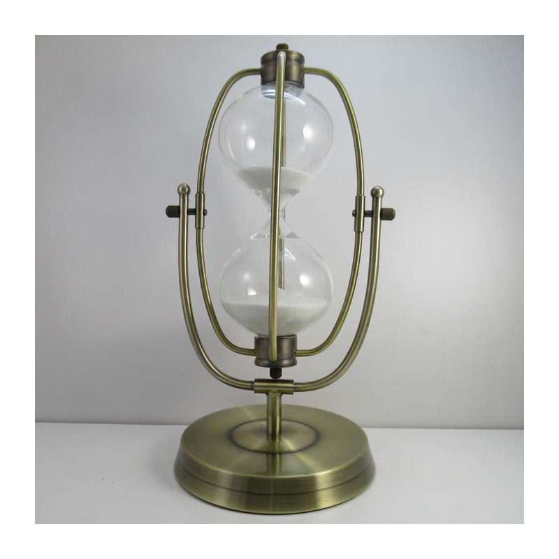 Sanduhren 60 Min. 33cm Weiss, Sanduhr  im Metall Gestell zum drehen