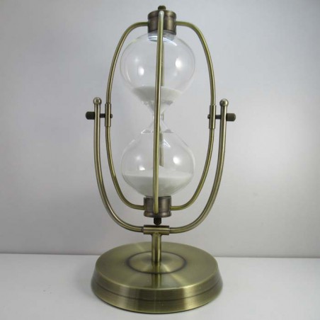 Sanduhren 60 Min. 33cm Weiss, Sanduhr  im Metall Gestell zum drehen