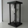 Sanduhr 60 Min. 20 cm Weiss, Holzgestell Schwarz viereckig mit 4 Saeulen