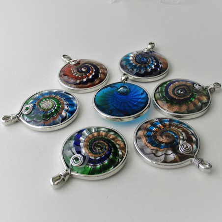 Muranoglas rund 60mm Silberfolie gemischte Farben