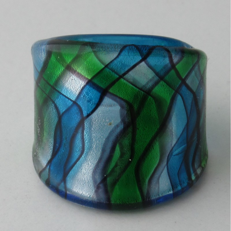 Muranoglas Fingerring 27mm Silberfolie, gemischte Farben, Bohrung 17mm