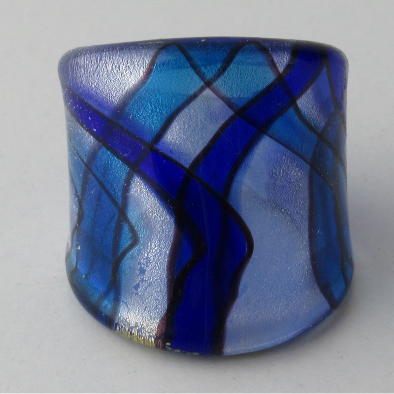 Muranoglas Fingerring 27mm Silberfolie, gemischte Farben, Bohrung 17mm