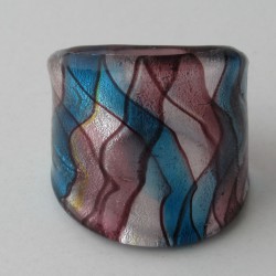 Muranoglas Fingerring 27mm Silberfolie, gemischte Farben, Bohrung 17mm