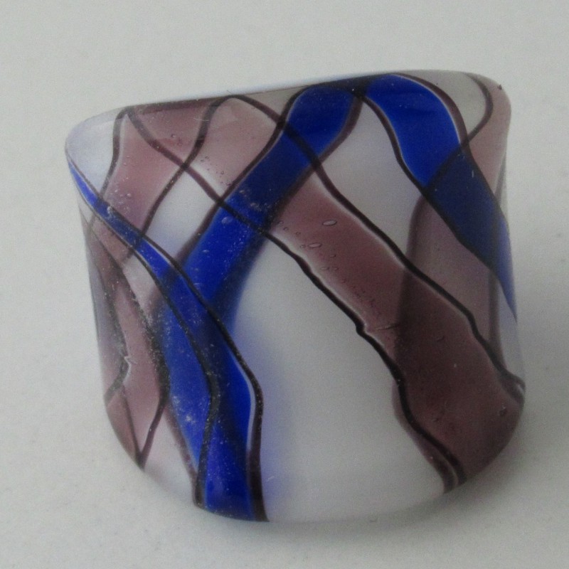 Muranoglas Fingerring 27mm Silberfolie, gemischte Farben, Bohrung 17mm