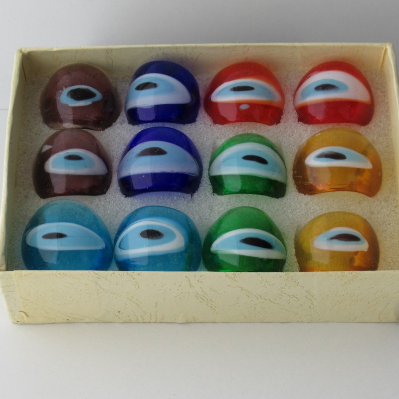 Muranoglas Fingerring  Böser Blick  gemischte Farben