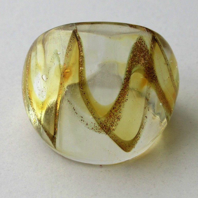 Muranoglas Fingerring 28mm Lampwork Gold Sand, gemischte Farben