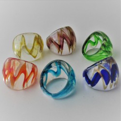Muranoglas Fingerring 28mm Lampwork Gold Sand, gemischte Farben