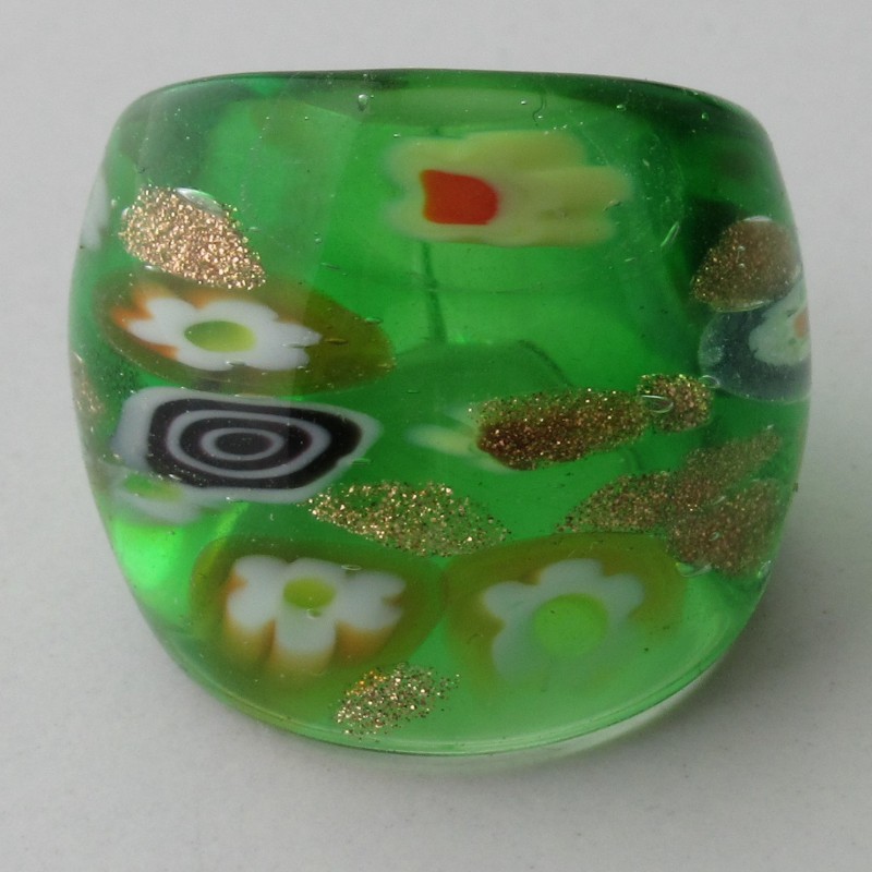 Muranoglas Fingerring 27mm Millefioraglas Murano  gemischte Farben