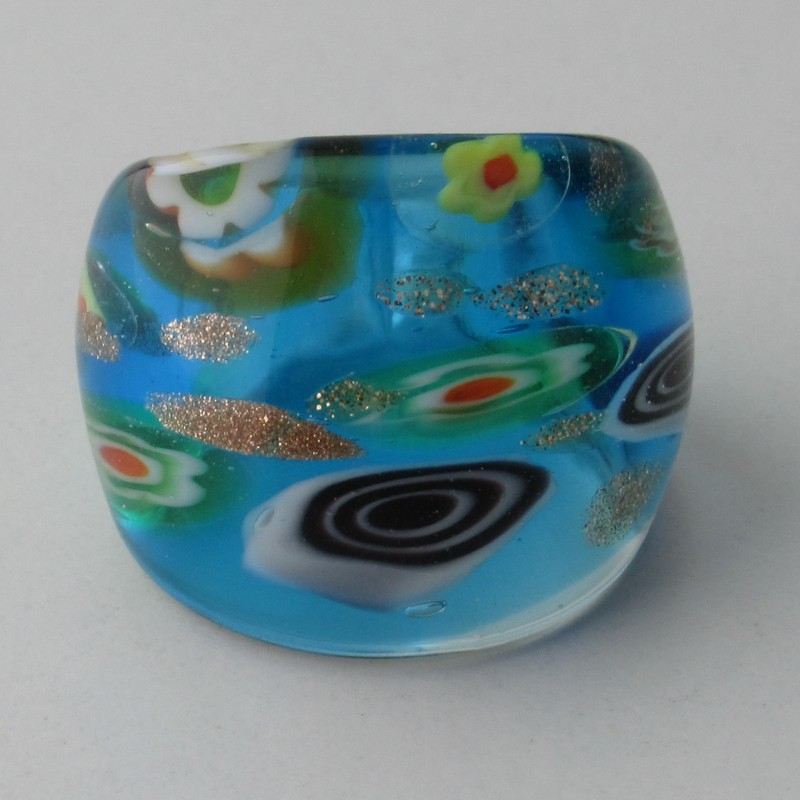 Muranoglas Fingerring 27mm Millefioraglas Murano  gemischte Farben