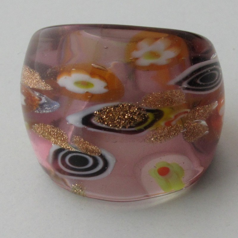 Muranoglas Fingerring 27mm Millefioraglas Murano  gemischte Farben