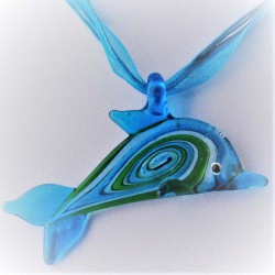 Muranoglas Fisch 70mm Lampwork Anhänger gemischte Farben  und Ganzband