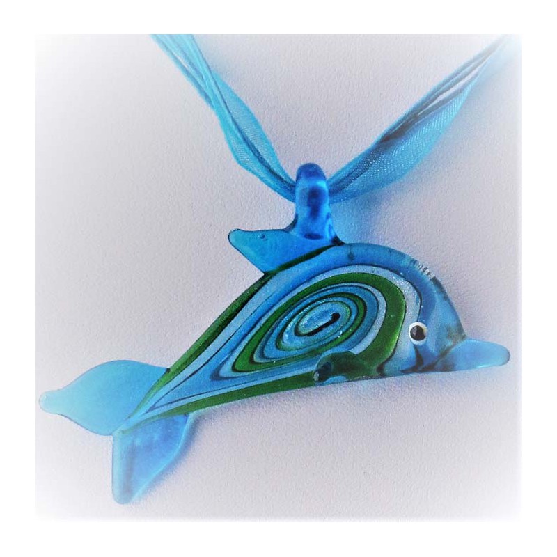 Muranoglas Fisch 70mm Lampwork Anhänger gemischte Farben  und Ganzband