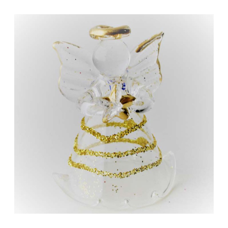 Glasengel 4.5cm transparent Welle mit farbigen Streifen sortiert  zum hängen und stellen,