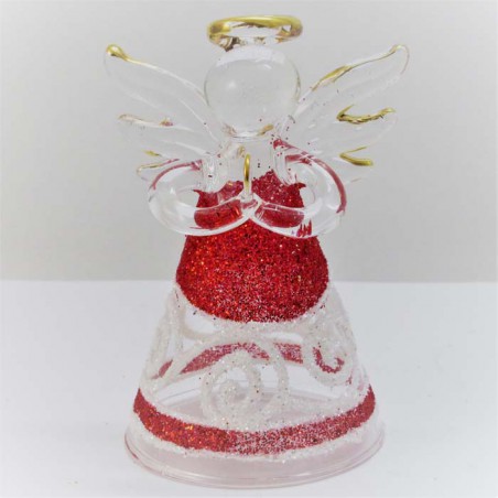 Glas Engel 70mm rot zum hängen und stellen