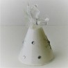 Glas Engel 80mm betend weiss-silber verziert, zum hängen und stellen
