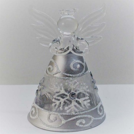 Glas Engel 80mm klar-silber-weiss betend, zum hängen und stellen