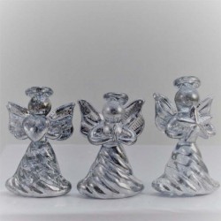 Glas Engel 4.5cm massiv versilbert sortiert  zum hängen und stellen,
