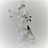 Glas Engel-Glocke klar-silber Stern und Herz,