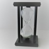 Sanduhr 30 Min. 14 cm Weiss, Schwarz Holzgestell  viereckig mit 4 Saulen