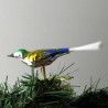 Glasvogel, mini-Vogel, grün-gelb-blau, mit Glasfaser Schwanz