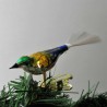 Glasvogel, mini-Vogel, grün-gelb-blau, mit Glasfaser Schwanz