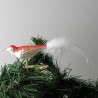 Glasvogel, mini-Vogel, rot-weiss, Feder weiss,