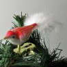 Glasvogel, mini-Vogel, rot-weiss, Feder weiss,