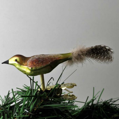 Glasvogel, mini-Vogel, grün-braun Perlhuhn-Feder
