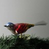 Glasvogel, mit gedrehten Kopf rot-gold-silber-blau mit Glasfaser Schwanz