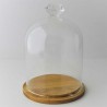 Glas Dom 135mm Glocke Knauf Diamant mit Holz Sockel