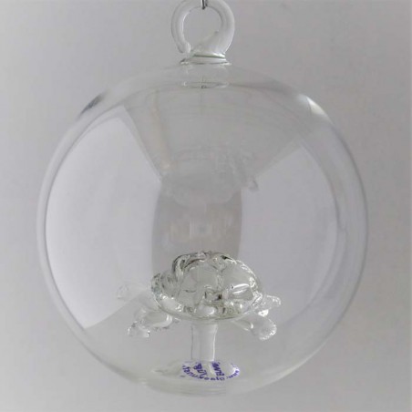 Glaskugel 80mm Schildkröte innen Mundgeblasen zum hängen