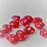 Glasherzen 25mm rot-weisse Punkte, klein, zum legen