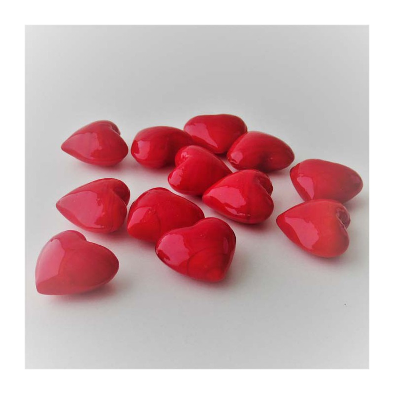 Glas-Herzen 25mm rot, zum legen,