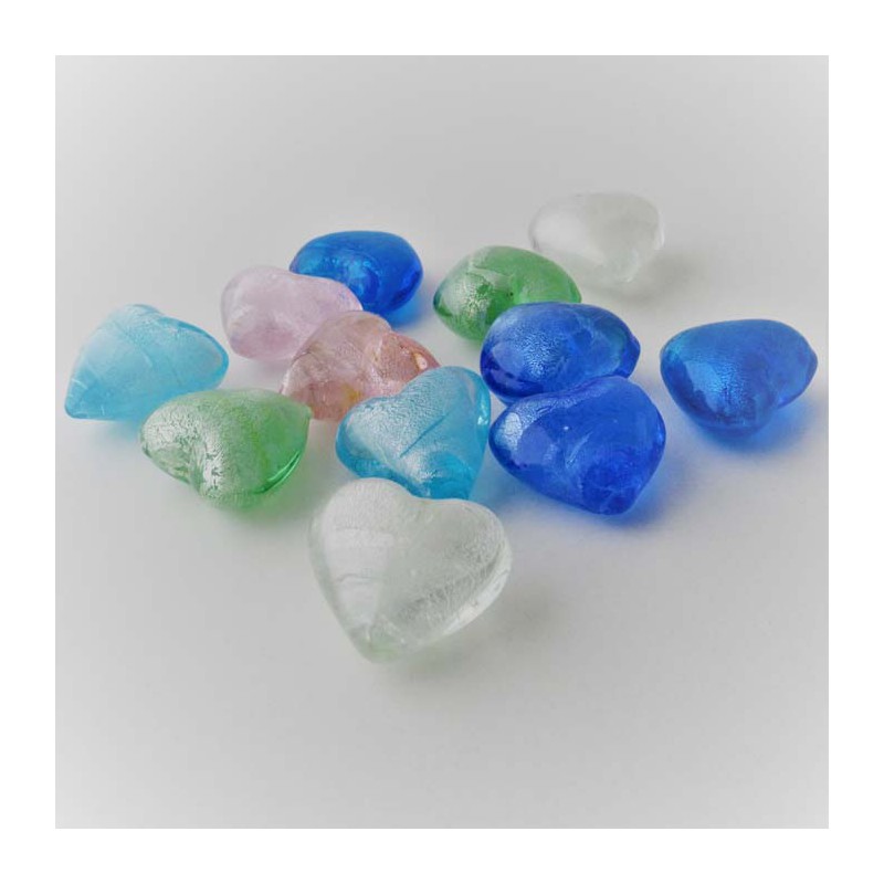 Glas-Herzen 26mm  Pastell sortiert, zum legen