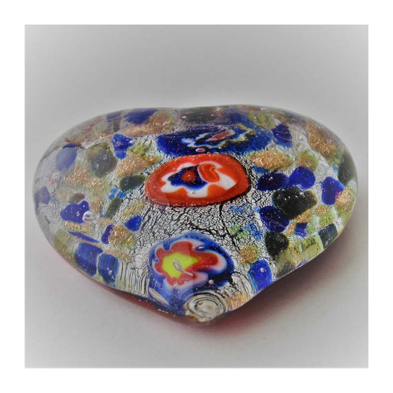 Glas-Herzen 42mm groß mit Mille Fiori