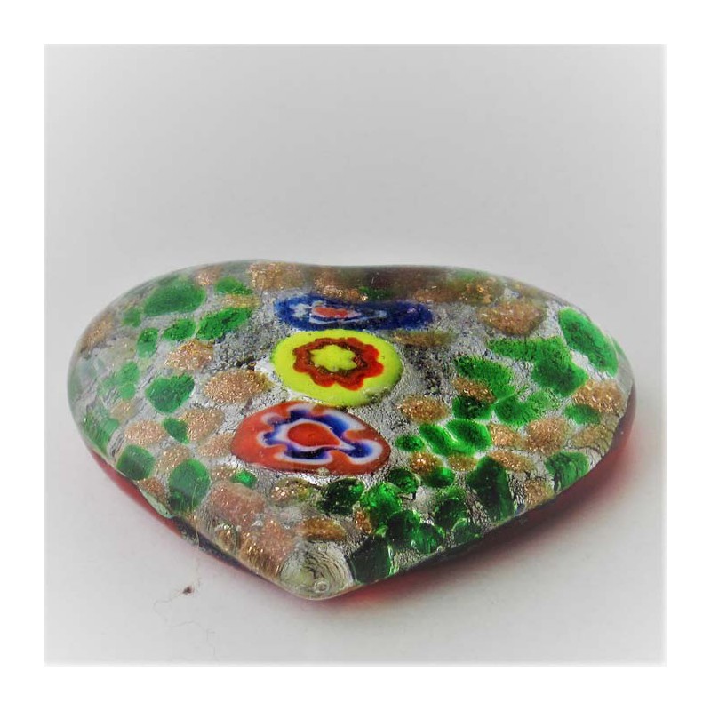 Glas-Herzen 42mm groß mit Mille Fiori
