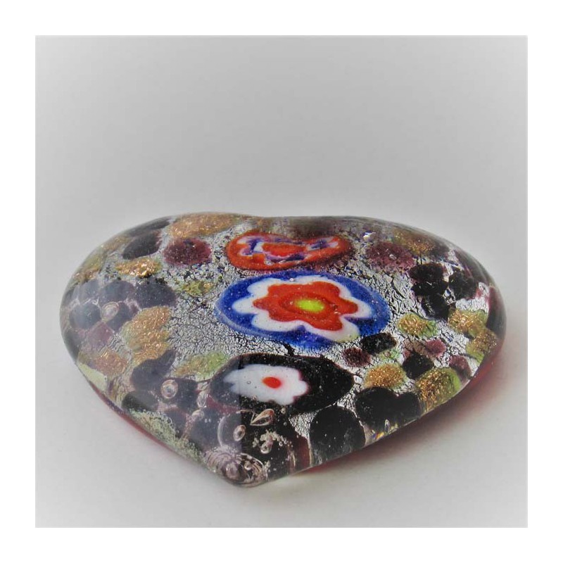 Glas-Herzen 42mm groß mit Mille Fiori