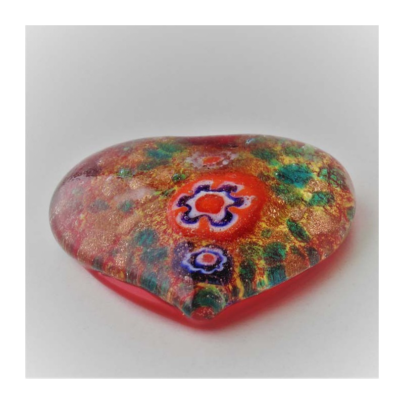 Glas-Herzen 42mm groß mit Mille Fiori
