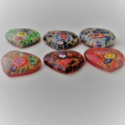 Glas-Herzen 42mm groß mit Mille Fiori
