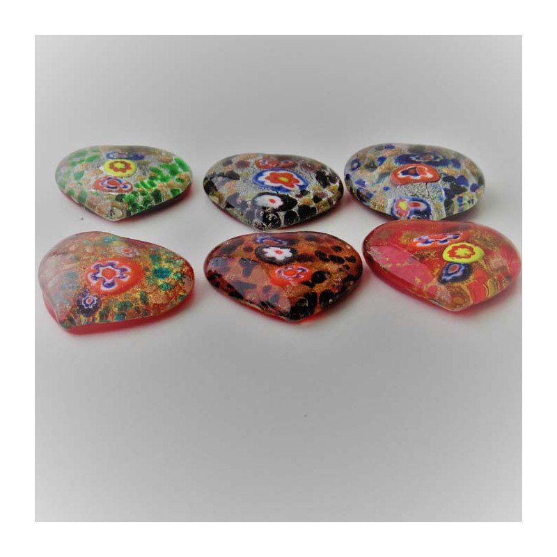 Glas-Herzen 42mm groß mit Mille Fiori