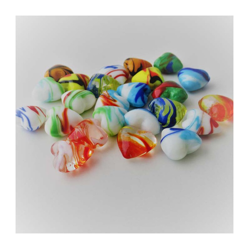 Glas-Herzen 20mm Schlieren, zum legen,