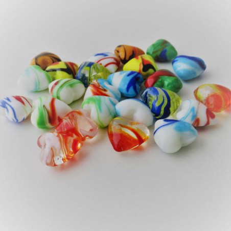 Glas-Herzen 20mm Schlieren, zum legen,