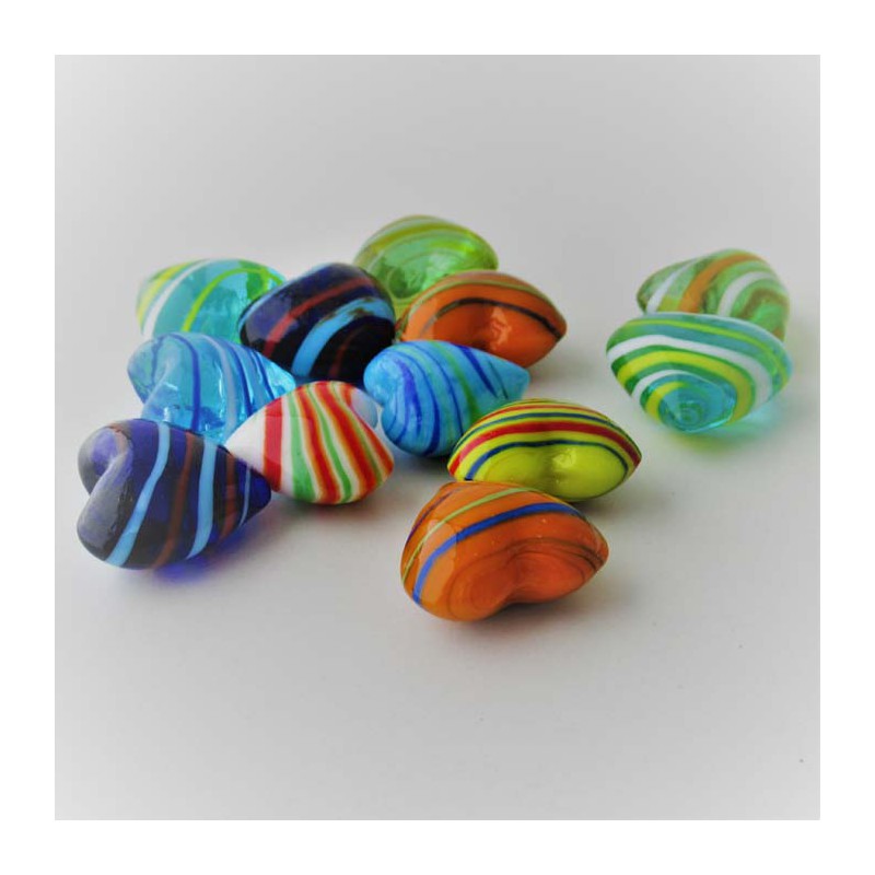 Glas-Herzen 28mm gestreift, zum legen,