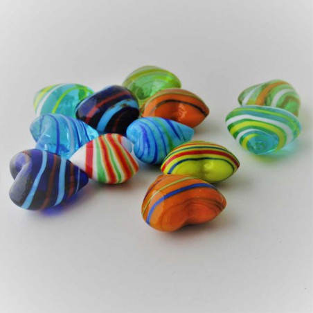 Glas-Herzen 28mm gestreift, zum legen,