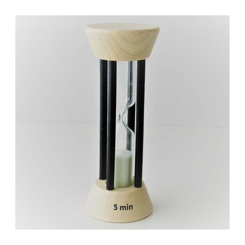 Sanduhr 5 Min. 10 cm zylindrisch Buche Holzgestell Sanduhr 5 Min. 10 cm zylindrisch Buche Holzgestell