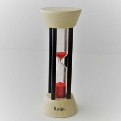 Sanduhr 5 Min. 10 cm zylindrisch Buche Holzgestell